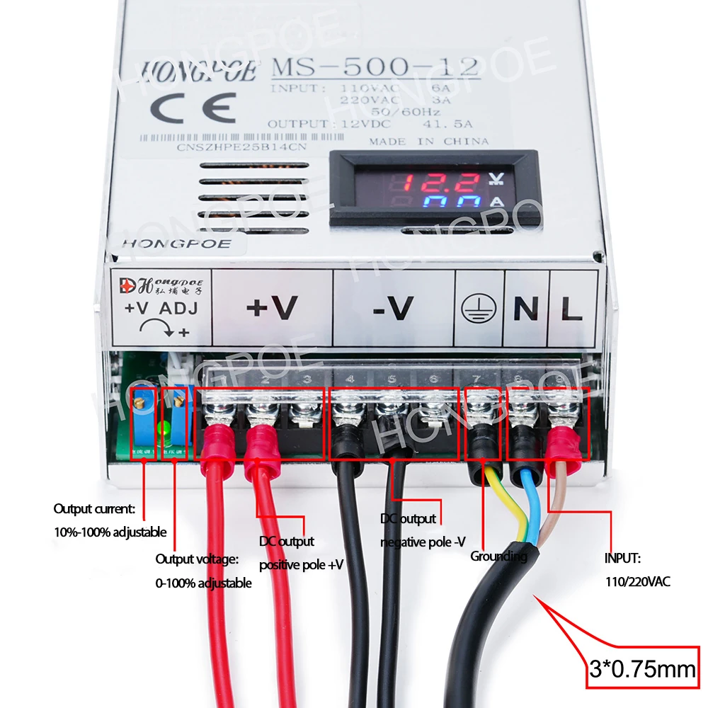 HONGPOE MS-500系列接线端子图(数字显示版)